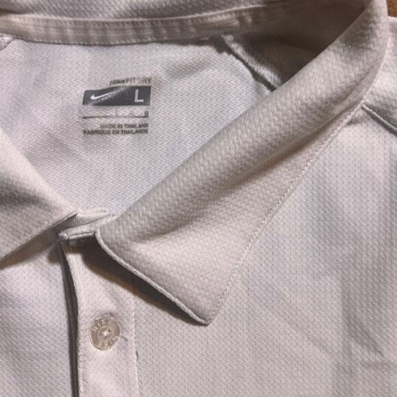 Nike Fit Dry Men Large White Black Short Sleeve 3 Button Collared Golf Polo (W) - Picture 3 of 8